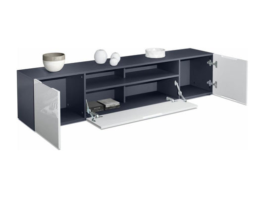 TV stand, matte grey and natural oak finish, 181x39x35 cm (WxHxD), VOUS83544