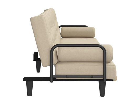 Sofa bed with armrests, cream fabric QFWX51247