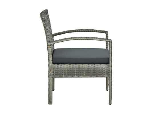 Garden chair with cushion, woven resin, grey, JJRM24705