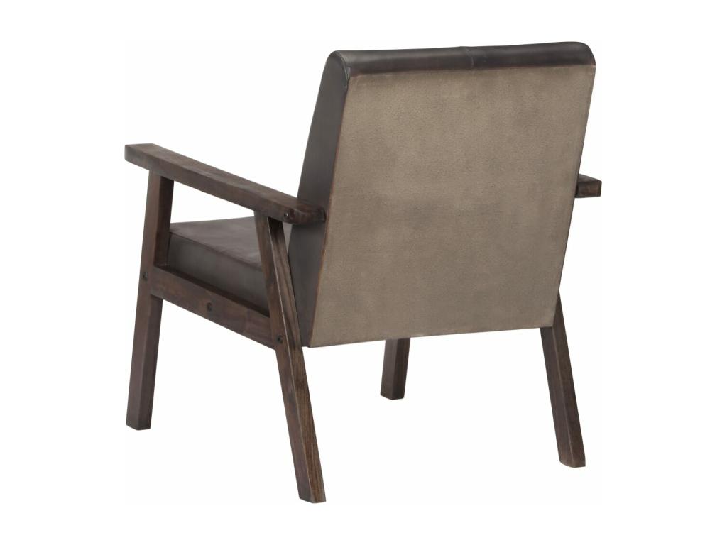 Grey Genuine Leather Armchair HRSM84868