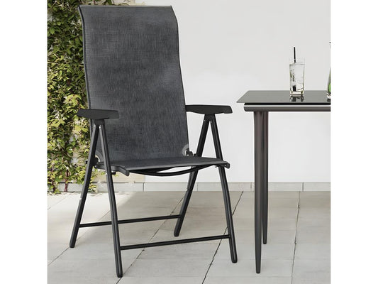 Folding garden chairs, set of 8, grey woven resin TIOV12399