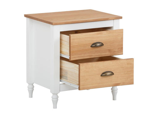 Artigeo - Bedside table with 2 drawers in white pine EWOU32732