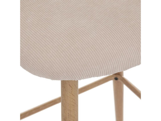 Set of 2 iron and wood bar stools, beige color - Length 48 x Depth 56 x Height 106 cm KXFB93118