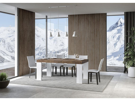 Roxell Mix extendable table 90x160/264 cm, walnut top, white ash legs FTQF35995