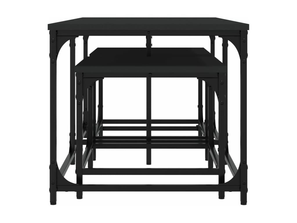Nesting coffee tables, 3 pieces, black engineered wood, JZNM47438