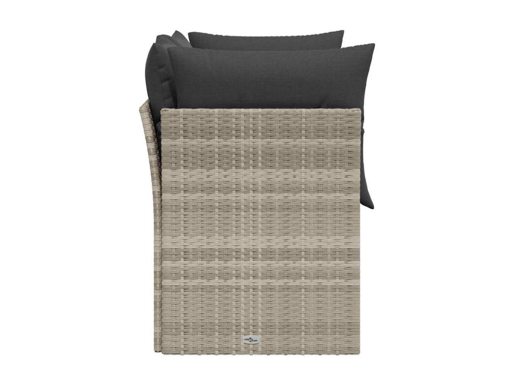 2-seater garden sofa and light grey cushions in woven resin QDAA56193