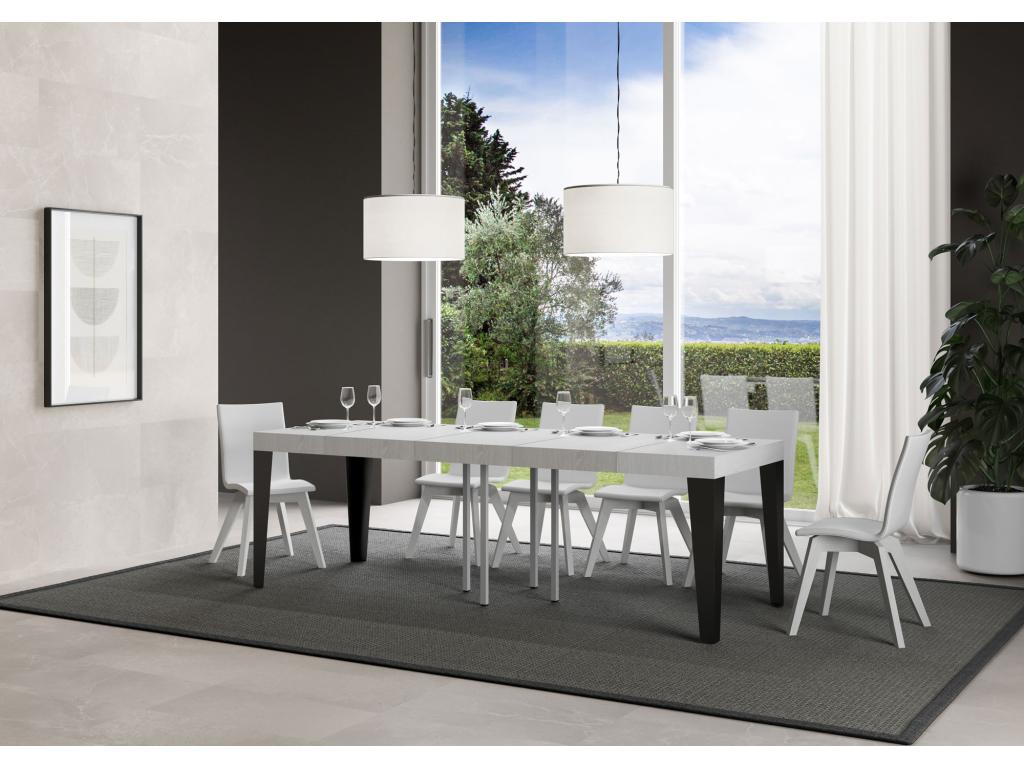 Extendable table 90x90/246 cm Flame Premium White Ash with Anthracite frame BDLA65432