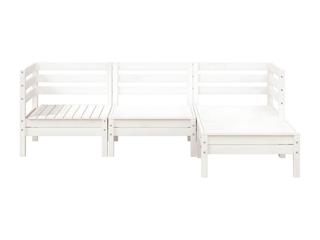 3-seater garden sofa and footstool, white, solid pine wood JSQP51959