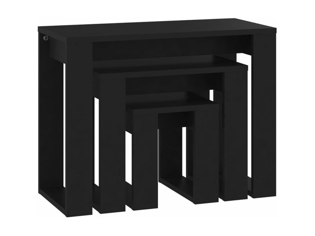 Nesting tables, 3 pieces, Black Engineered Wood JBHB35829