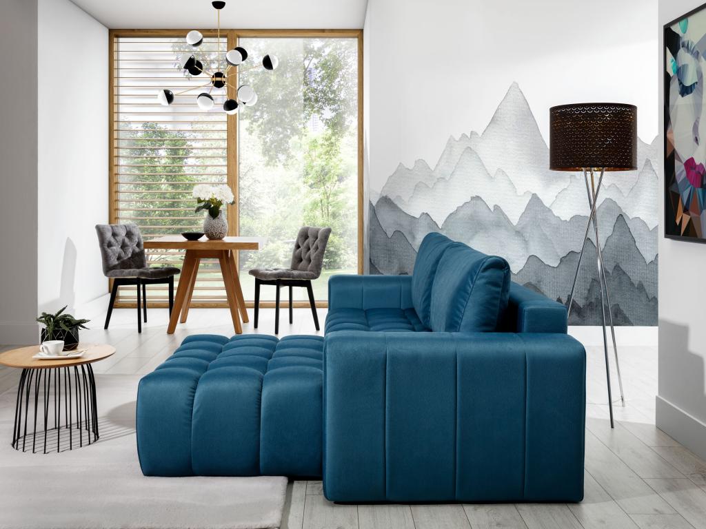 Chezlova 250cm OHDO09088 grey quilted velvet designer convertible sofa with left-hand corner