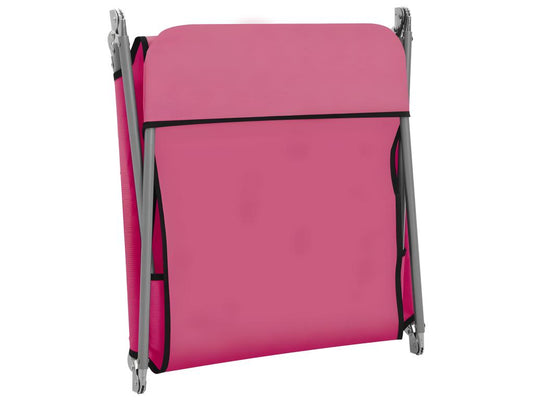 Folding sun loungers, set of 2, steel and pink fabric, LJJA08234