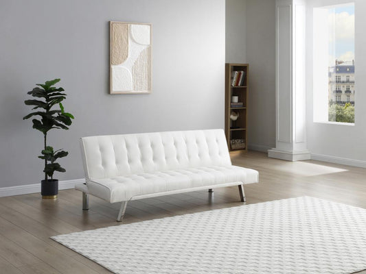 Chezlova convertible sofa in white faux leather Chezlova NFGV77418