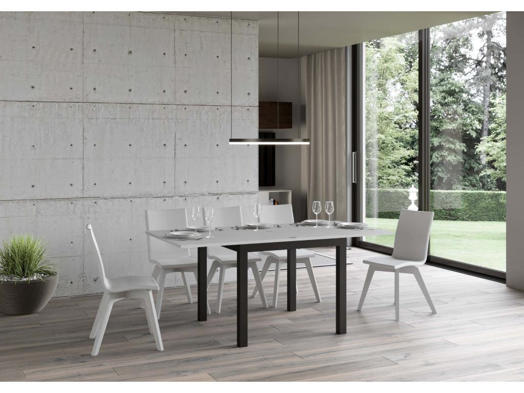 Extendable folding table 90x90/180 cm Everyday Artigeo White Ash frame Anthracite RVCF15606