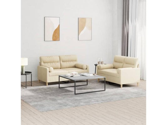 2-piece sofa set with cream fabric cushions ETXQ01182