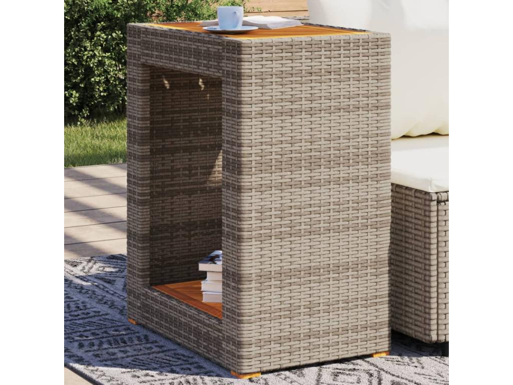 Garden side table with grey wooden top, 60x40x75 cm, LSBN96061