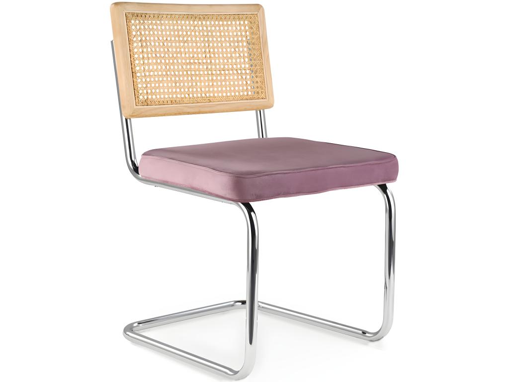 Dining chair - upholstered in velvet - Wood and rattan - Chezlova Rose DMPC62448