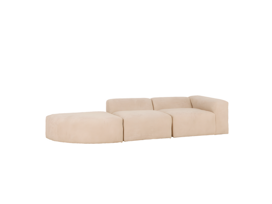 5/6 seater 3 module sofa with left-hand curve in beige boucle fabric EAJC93759