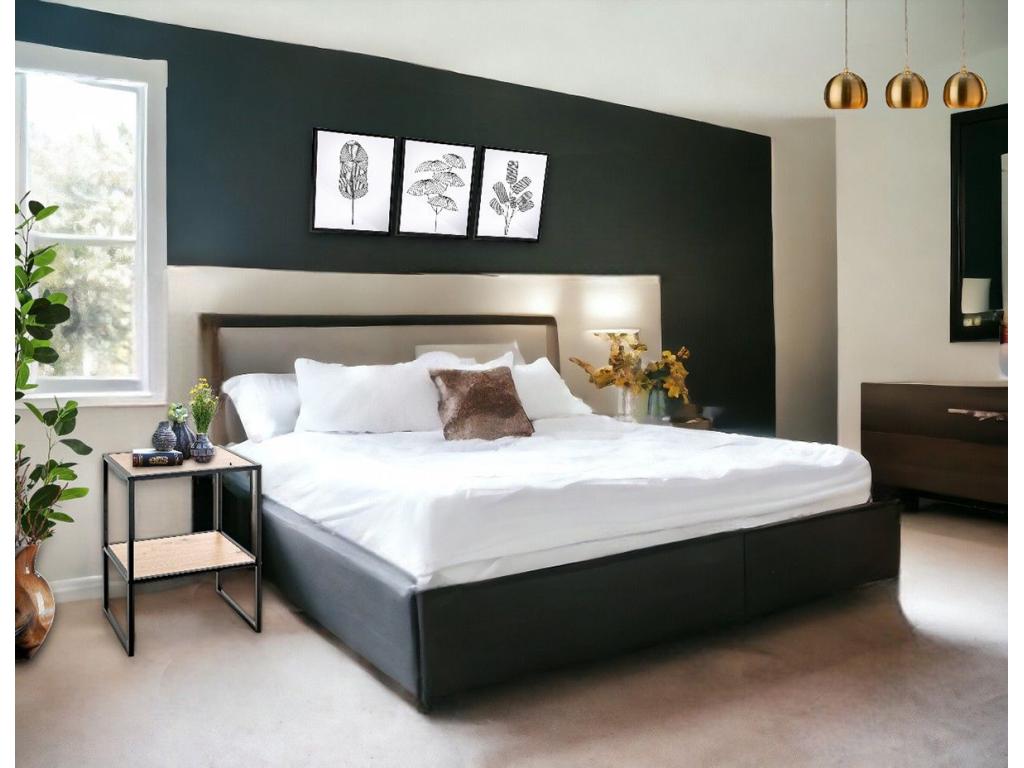 Side table/living room table in oak and black metal - length 45 x depth 35 x height 60 cm ZZXH14254