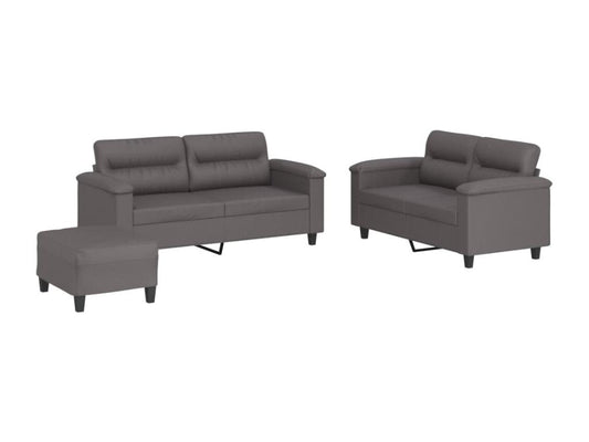 3-piece sofa set with cushions, grey faux leather LYPU73853