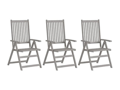 Artigeo LFXO60619 3-Piece Reclining Garden Chairs, Grey Solid Wood
