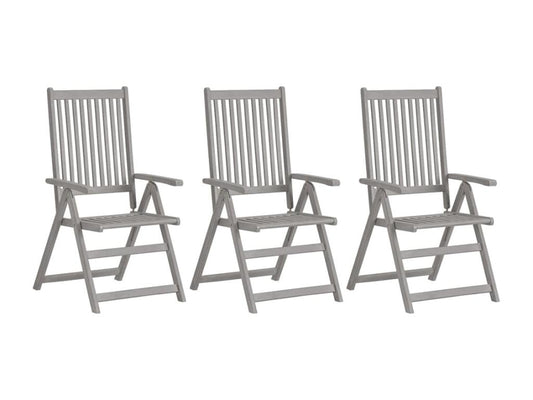 Artigeo LFXO60619 3-Piece Reclining Garden Chairs, Grey Solid Wood