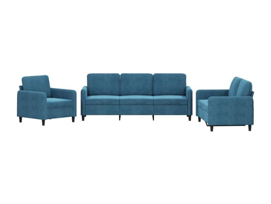 3-piece blue velvet sofa set YWDX91015