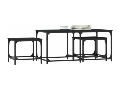Nesting coffee tables, 3 pieces, black engineered wood, JZNM47438