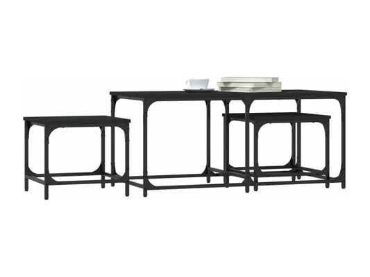 Nesting coffee tables, 3 pieces, black engineered wood, JZNM47438