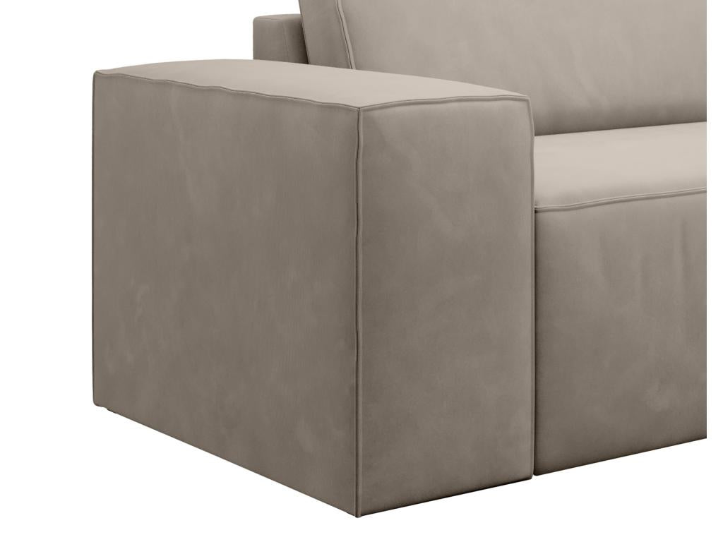 Chezlova 4-seater convertible sofa in beige velvet, 260cm, LALA18676