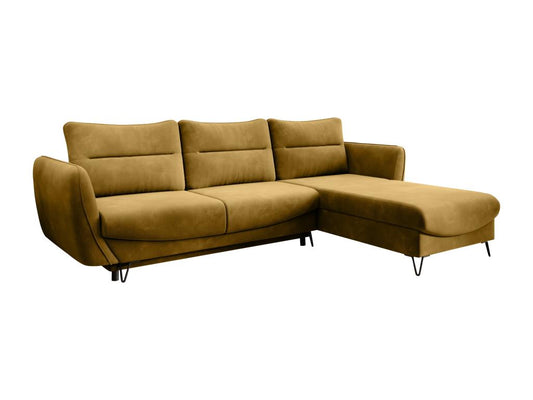 Artigeo 276cm Yellow Velvet Right-Hand Corner Sofa Bed PFHJ03722