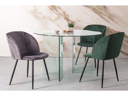 Round designer dining table in clear glass, 6 seats, D130 - Chezlova OAJI05153