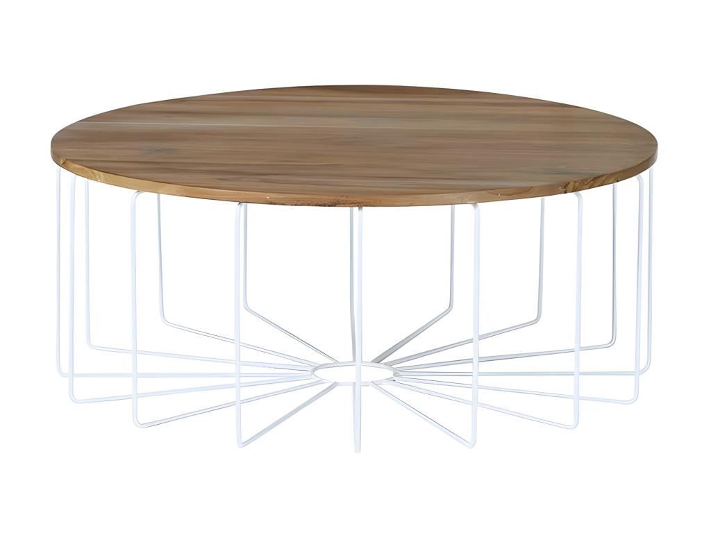 Round coffee table in solid teak and metal KSMA96000