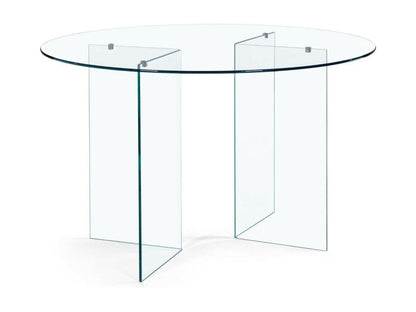 Round designer dining table in clear glass, 6 seats, D130 - Chezlova OAJI05153