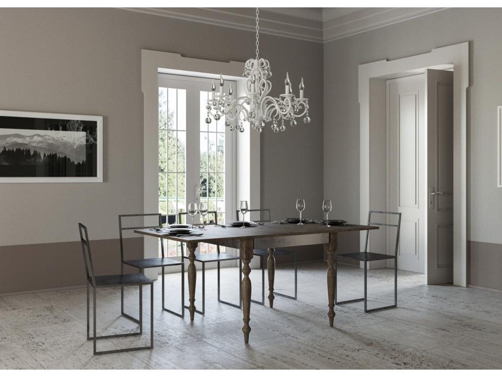 Extendable square table for 4 to 8 people, L 90 to 180cm, walnut wood, Romencia UZPB76712