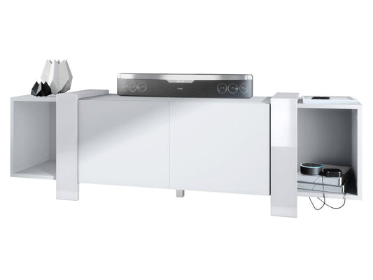 Matte White TV Stand with Lacquered Edges, WxHxD 149x45.5x34 cm, HKJQ12280