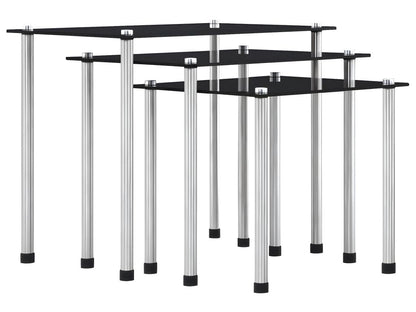 Nesting tables, 3 pieces, Black, Tempered Glass, UDAO67515