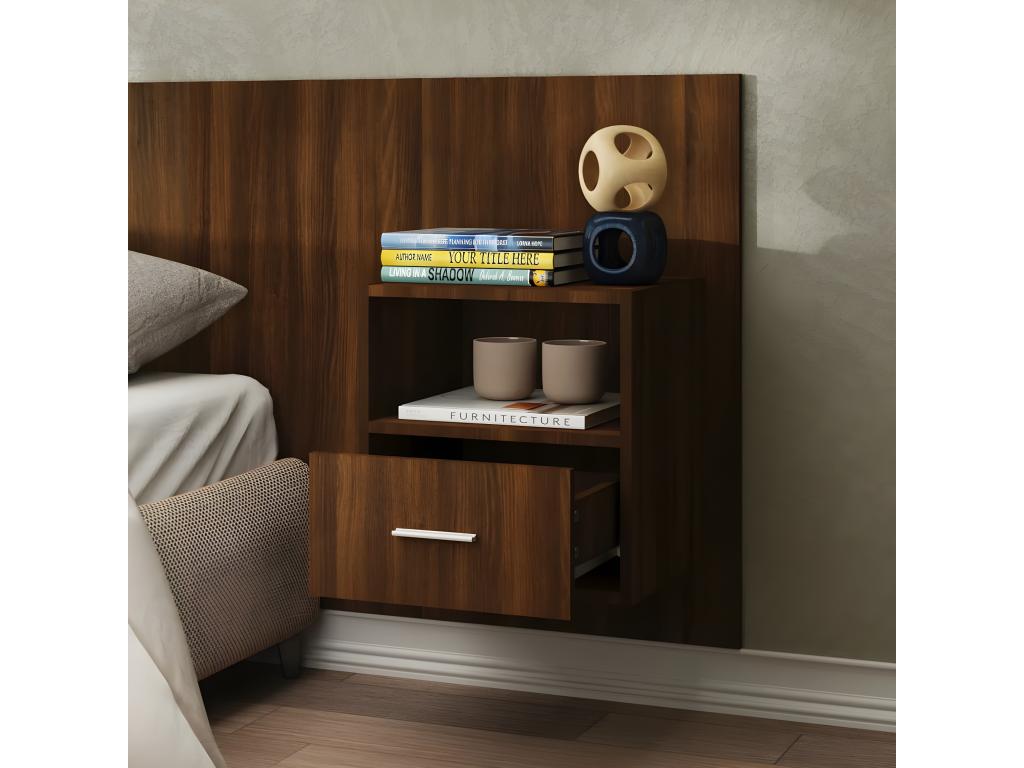 Wall-mounted bedside table, brown oak, ZWYD91848