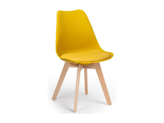 Artigeo Nordic style chair - Faux leather seat and light wood legs - Yellow color Artigeo WHRW15790