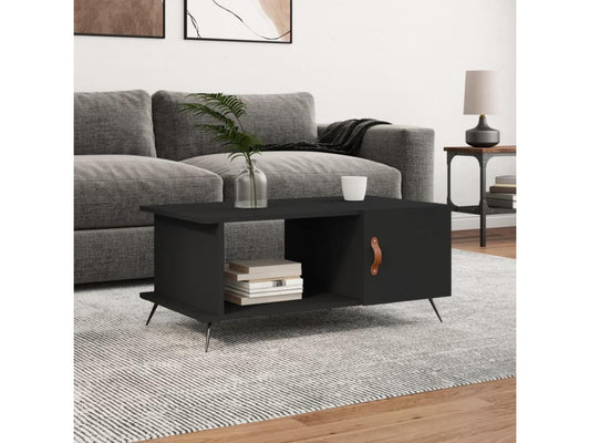 Black coffee table 90x50x40 cm engineered wood JZAN16633