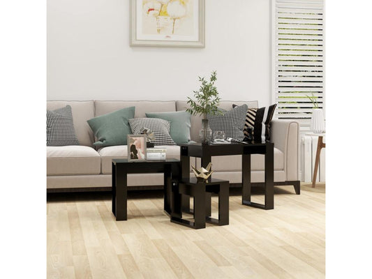 Nesting tables, 3 pieces, Black Engineered Wood JBHB35829