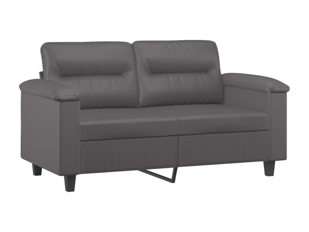 3-piece sofa set with cushions, grey faux leather LYPU73853