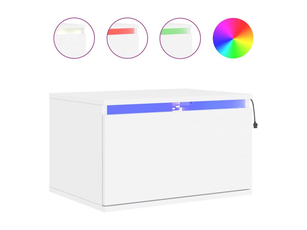 Wall-mounted bedside tables with Chezlovaères LED lights, 2 pcs, white, IDNB01588