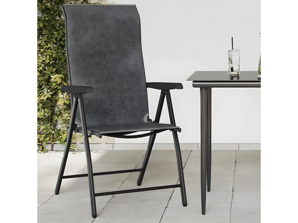 Folding garden chairs, set of 8, grey woven resin TIOV12399