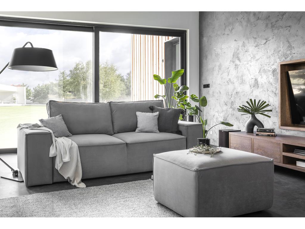 Chezlova 4-seater convertible sofa in beige velvet, 260cm, LALA18676