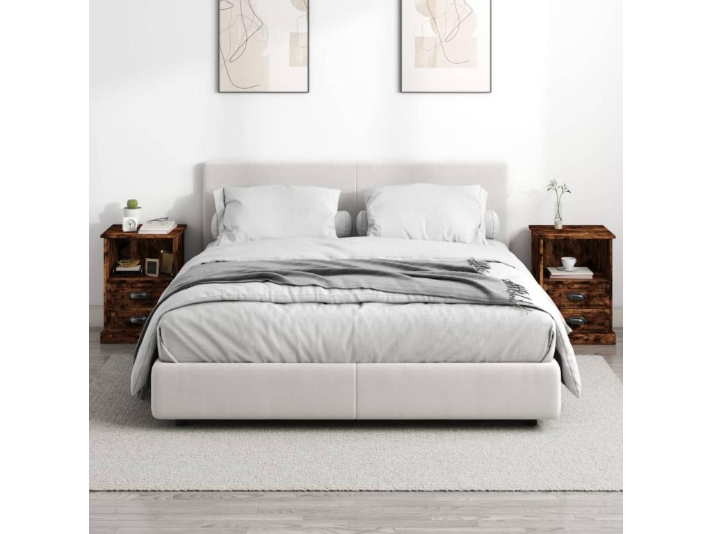 2-piece bedside tables, smoked oak, 43x36x60 cm, COBQ45434