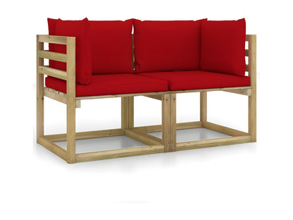 2-piece garden corner sofas and cushions, green impregnated pine WXOD70918