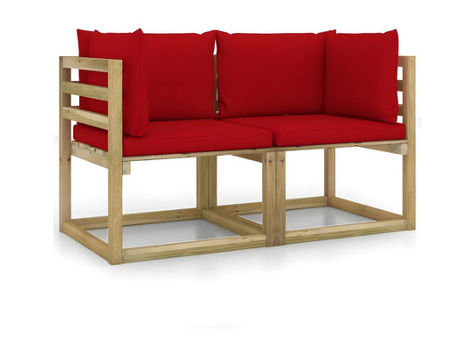 2-piece garden corner sofas and cushions, green impregnated pine WXOD70918