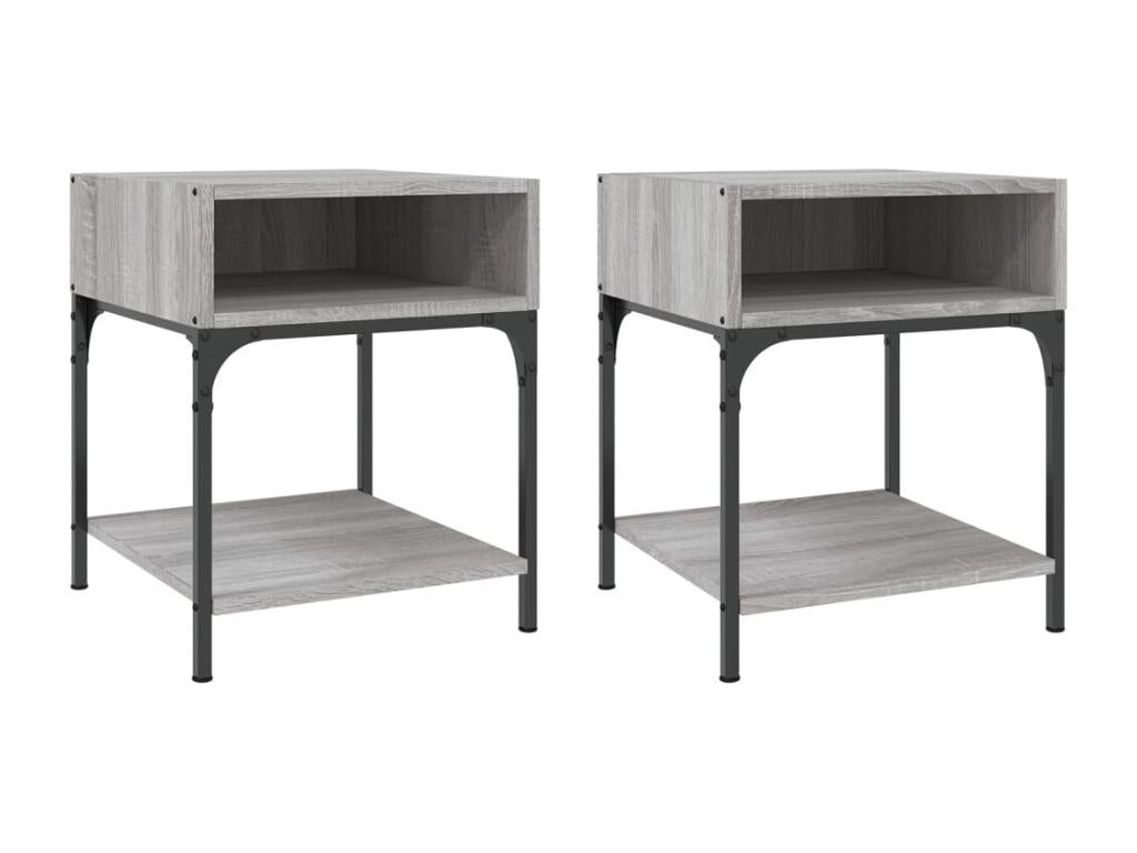 Artigeo bedside tables, 2 pcs, grey, 40x41x50 cm, engineered wood, DELB23198