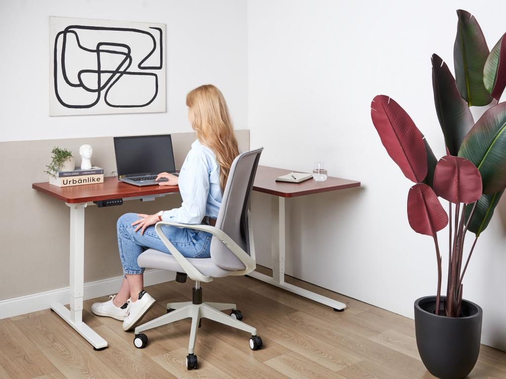 Electric height-adjustable table, right-hand side, dark brown, DESTINES AGKI03228