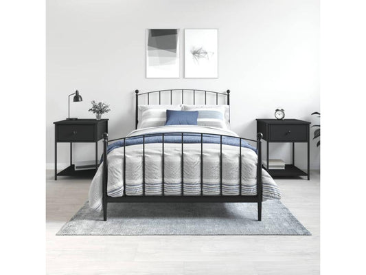 2-piece bedside tables, black, 44x45x58 cm, engineered wood, MELL61228